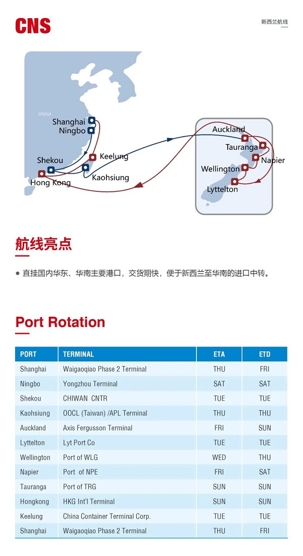 CNS-中遠(yuǎn)海運(yùn)集運(yùn),新西蘭海運(yùn),海運(yùn)到奧克蘭,海運(yùn)到利特爾頓